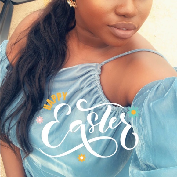 ASOS Velvet off the shoulder Blue High Low dress - Picture 3 of 3